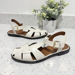Zara Off White Flat Fisherman Sandals Size 10